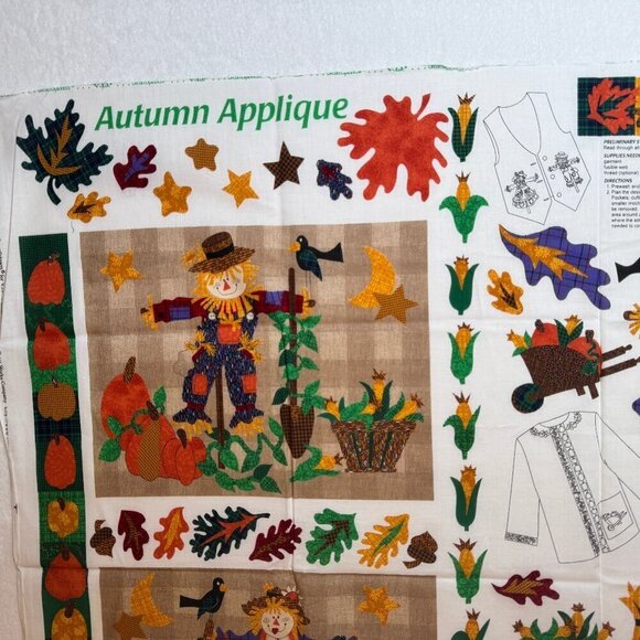 🛒 $6 - Fabric DIY Material - 1 yard Autumn Fall  Applique Panel #56 - Picture 4 of 5